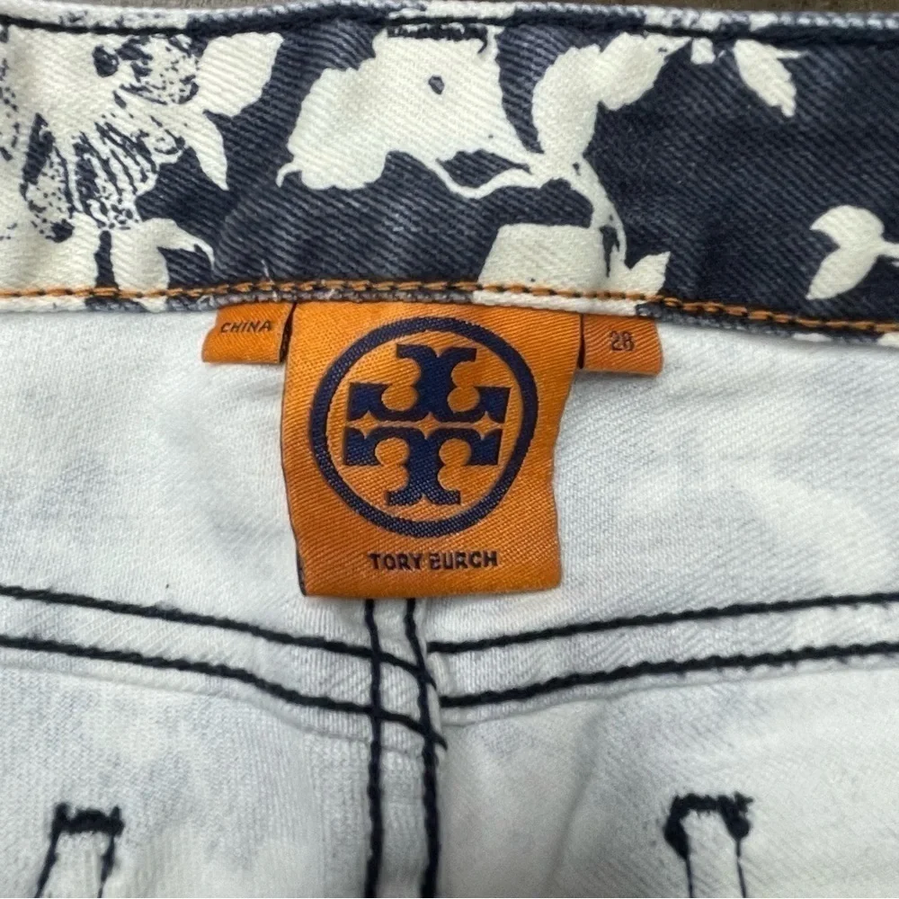 Tory Burch Floral Alexa Cropped Skinny Jeans size 28